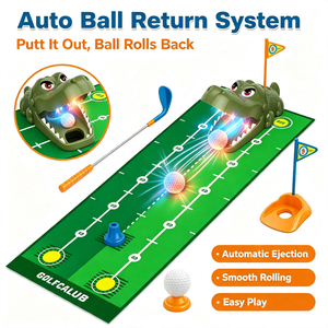 Ensemble de golf pour enfants avec retour automatique de balles en forme de crocodile, son et lumière, jeu de clubs de golf, jeu de sport intérieur/extérieur pour enfants - Product Image 5