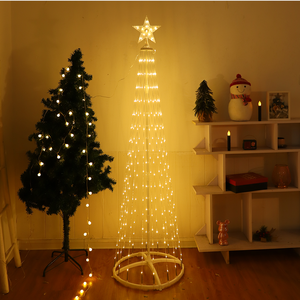 กรอบเหล็กแอลอีดีกันน้ำกลางแจ้งต้นคริสต์มาสทรงกรวยสีขาวอบอุ่น180*50ซม. ไฟวันหยุดหลากสี - Product Image 2