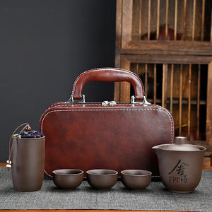 Zisha Travel Tea Set Portable Kung Fu Teapot With Cups For Outdoor Use Business <b>Gift</b> Dehua Origin - Product Image 1