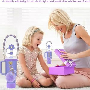 Bouilloire en acier portable rose décorative 40OZ avec accessoires en gel de silice et jouet en peluche pour fille - Product Image 3