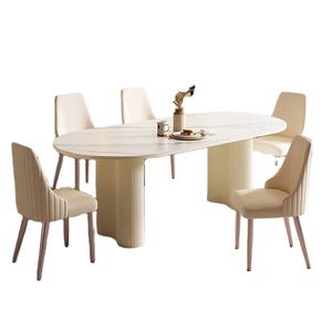 Mesa de Centro de Estilo Francés de Dubái, Mesa de Centro de Lujo Moderno Estilo Wabi-Sabi, Mesa Ovalada Pequeña para Familia - Product Image 1