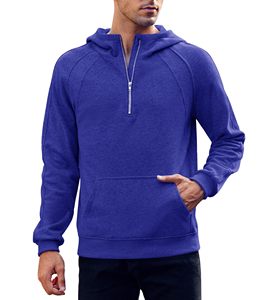 <b>Hoodie</b> Mens 1/4 <b>Zip</b> Sweatshirts Casual Long Sleeve Classic Drawstring Pullover Tops Loose Sports Jacket with <b>Pocket</b> - Product Image 1