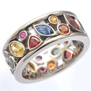 Модное разноцветное кольцо для женщин с геометрическим дизайном и вырезами