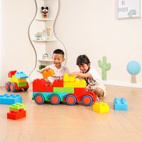 Grand ensemble de construction de véhicules en briques, voiture et train DIY avec roues détachables pour enfants