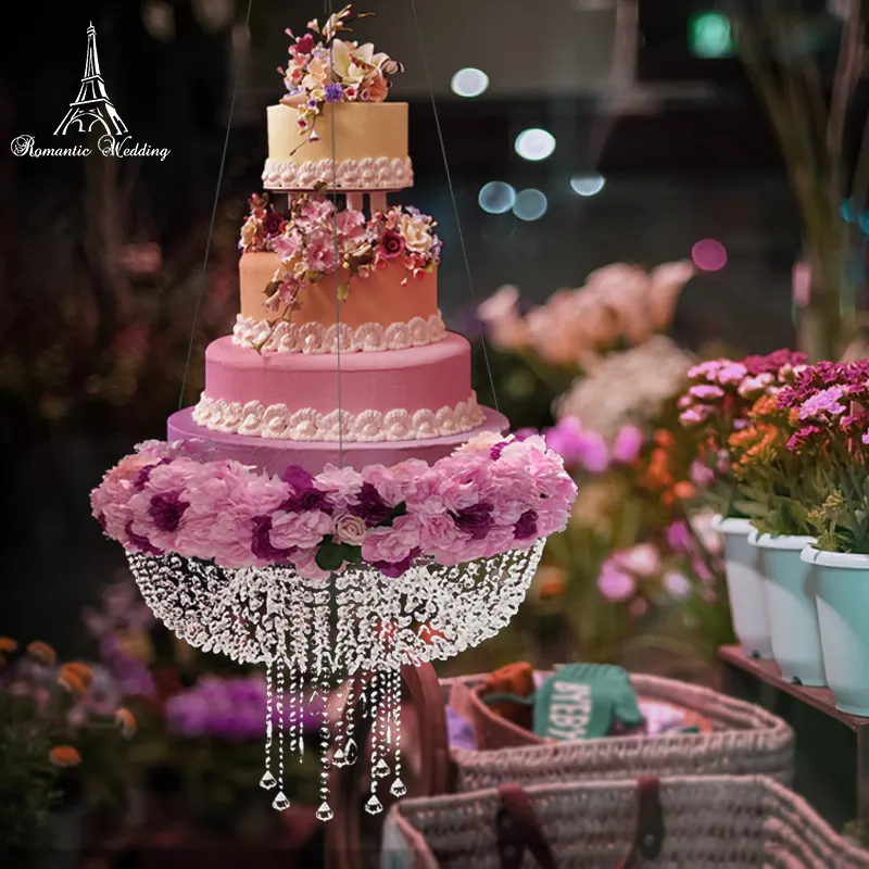 Romantic Acrylic Swing Cake Stand Crystal Chandelier Style Cake Stand Support for Wedding Party Decoration