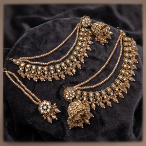 Pendientes Colgantes Étnicos Vintage para Novia, Chapados en Oro de Aleación, Certificados por Terceros, con Maang Tikka a Juego, Tradicionales para Aniversario - Product Image 3