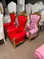 Chaise Trône de Luxe Royale Moderne à Dossier Haut, avec Cadre en Bois Massif Doré, Durable, Blanc Rose Rouge, pour Mariée, Hôpital, Parc, Sous-sol