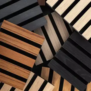 Nature Oak Acoustic 3d Slat Decorative Wall Panel Price Pvc Solid Wood Slat Interior Wall Boards Panels Designs
