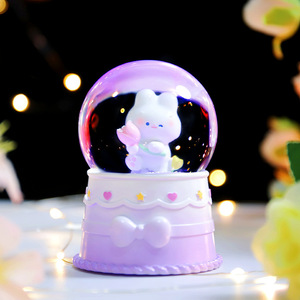 Adornos creativos y lindos con forma de conejo, mini bolas de cristal, adornos de escritorio para niños, luces nocturnas, artesanía al por mayor - Product Image 4
