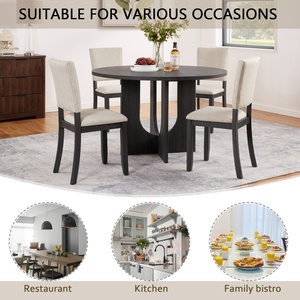 Ensemble de table à manger ronde moderne M, 5 pièces, avec <span class=keywords><strong>4</strong></span> <span class=keywords><strong>chaises</strong></span> rembourrées pour la cuisine, les salons - Product Image 4