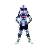 Costume de Predator lumineux à LED 7 couleurs RGB, armure d'alien, tenue de robot pour fête avec écran d'affichage, vêtements LED pour bar, boîte de nuit, spectacle sur scène