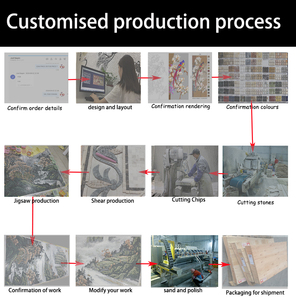 Médaillon mosaïque personnalisé en verre avec rose de vent pour <span class=keywords><strong>porte</strong></span> tournante d'hôtel, solutions de revêtement de sol et d'ingénierie pour hôtels de luxe - Product Image 6