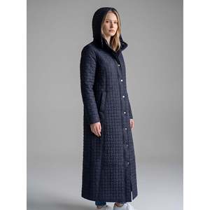 Parka matelassée marine pour femme, 142 cm, manteau long à capuche - Product Image 1