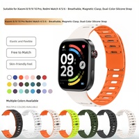 Bracelet en silicone magnétique respirant bicolore à trous pour Mi Band 8/9/10 Pro Redmi Watch 4/5/6, bracelet de sport souple