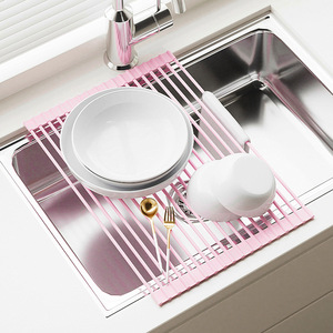 Scolapiatti Pieghevole in Silicone, Ripiano Salvaspazio per Lavello da Cucina, Tappetino Avvolgibile per Lavaggio Bambini, Strumento Essenziale per il Lavaggio del Fondo, Singolo - Product Image 1