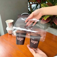 Penyangga Cangkir Kertas untuk Minuman Kopi Teh, Camilan, Kue Kering, dan Kue Kering dengan Baki dan Penutup, Laris untuk Dibawa Pulang