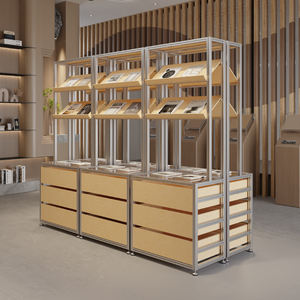 خزانة عرض من ألواح خشب البتولا لقاعة المعارض، رف عرض عصري بإطار ألومنيوم للاستخدام التجاري في مراكز التسوق - Product Image 3