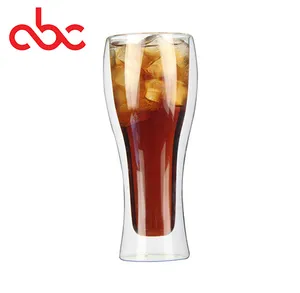 डबल ग्लास हाई बोरोसिलिकेट पारदर्शी उज्ज्वल सरल ग्लास ड्रिंक फ्रूट कॉफी कप