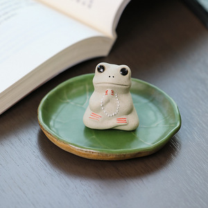 Ruijie Figurine de théière en céramique en forme de grenouille, en poterie blanche, motif feuille de lotus, ornement de table à thé, style chinois, décoration d'intérieur, cadeau - Product Image 4