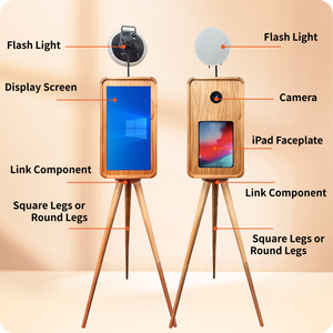 Высококачественная фотобудка для свадебных мероприятий из красного дуба с сенсорным экраном, ретро-дизайном, двусторонняя, под DSLR-камеру и iPad - Product Image 2
