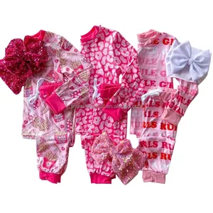 Vendita calda bambini ragazza san valentino Lounge Set patatine ghepardo stampato pigiama bambino abiti personalizzati due pezzi vestiti per i bambini