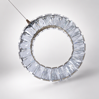 Lustre de Luxe en Cristal pour Escalier, Suspension Circulaire LED en Titane Doré pour Hall d'Entrée