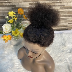 YWhair <span class=keywords><strong>Parrucca</strong></span> da <span class=keywords><strong>Donna</strong></span> <span class=keywords><strong>Afro</strong></span> Kinky Curly 360 Full Lace Nera Pre-Plucked con Bordo 4C e Attaccatura Naturale, Senza Colla, Stile Liscio - Product Image 6