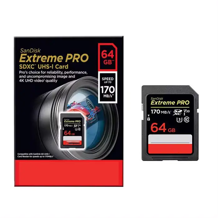 Toptan fiyat San disk Extreme Pro hafıza kartı 32gb 64gb 128gb 256gb Tf kart 170 mb/s U3 V30 hafıza kartı kamera için