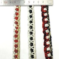 15mm bricolage matériel de couture vêtement tapisserie Raschel Tweed dentelle tissu Textile Polyester tressé Crochet dentelle garnitures pour robe