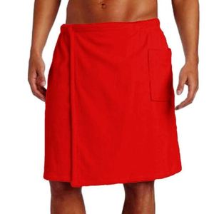 Serviette de bain en polaire corail unie pour homme avec poche et fermeture Velcro pour salle de bain, douche et plage - Product Image 3