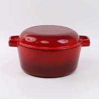 Cocotte en fonte émaillée 2-en-1 avec couvercle bombé, antiadhésive, compatible four, gaz, induction et toutes plaques de cuisson, pour ragoûts, soupes et cuisson du pain