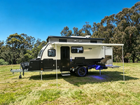 Caravane hybride 15 pieds avec toit relevable, tout confort, pour le camping hors route, avec salle de bain intégrée et lits superposés