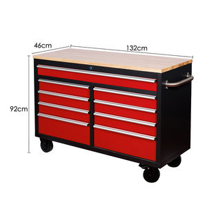 चल गैरेज कार मरम्मत 9 विभाजित दराज 52 इंच लॉक करने योग्य लाल धातु उपकरण कैबिनेट मास्टरफोर्स उपकरण कैबिनेट - Product Image 2