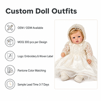 Ensemble Robe de Baptême Ivoire pour Poupée Reborn 43cm, avec Corsage Perlé à la Main, Bonnet et Chaussons, Robe de Poupée de Luxe Personnalisée OEM/ODM