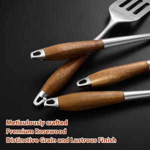 Heavy-Duty Grilling Accessories Rose Wood <b>BBQ</b> Grilling <b>Tools</b> Set Outdoor Grill Set with Spatula, Fork, Brush & Tongs - Product Image 5