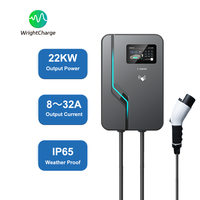 Pengisi Daya EV Tetap Baru 22kW 32A CE FCC IP65 Dikontrol Melalui Web/WiFi Colokan GB Tipe 1/2 Penggunaan Multi-Unit untuk Manufaktur WrightCharge