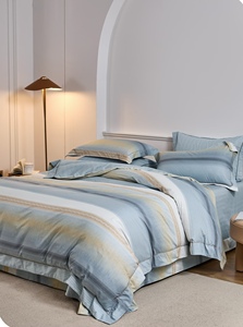Ensemble de literie moderne à carreaux en coton 100% pur, 4 pièces, housse de <span class=keywords><strong>couette</strong></span> confortable et respirante en coton pour chambre à coucher, hôtel - Product Image 2