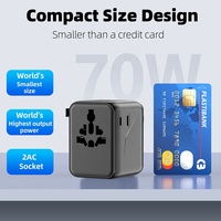 Adaptateur de voyage universel Worldplug 70W à charge rapide GaN avec 3 ports Type C et 1 port USB