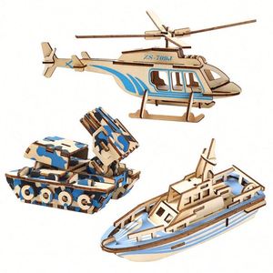 Avion en bois 3D stéréo, puzzle à construire soi-même, modèle de blocs de construction, jouet éducatif pour étudiants et enfants, cadeau en gros pour enfants - Product Image 1