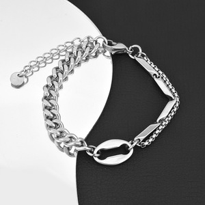 Hot Selling Light Luxury Niche Design Sliver Plated Thick <b>Chain</b> Bracelet <b>Titanium</b> Steel Unisex's Bracelets Wholesale Jewelry - Product Image 1