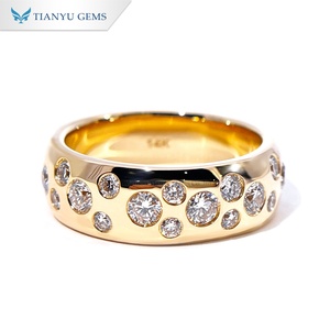 Bague d'éternité personnalisée TIANYU GEMS en or 14 carats plaqué or, sertie de diamants, taille brillant rond, unisexe, de luxe, pour mariage - Product Image 1
