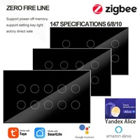 Interruptor inteligente Zigbee 6/8/10 Gang-Requiere cable neutro-Personalización de retroiluminación LED-Memoria de corte de energía