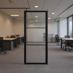 Porte de séparation intérieure en verre ESG noir 32,7x79,3 à ouverture latérale, design minimaliste - Product Image 2
