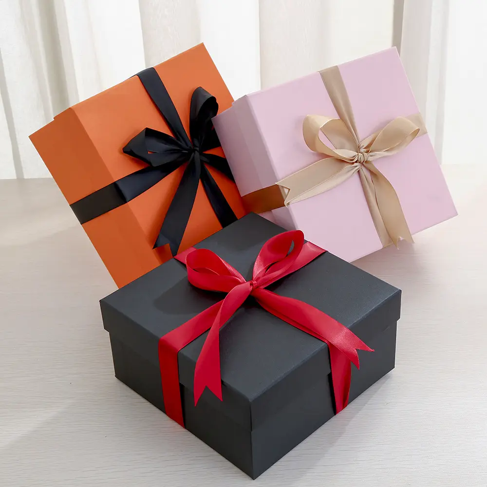 العالم الإبداعي غطاء هدية مربع القوس عقدة هدية مربع البرتقال هدية عيد ميلاد مربع مع اليد
