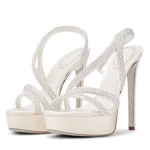 Sandales à plateforme pour femmes avec lanières en strass, talons aiguilles, sexy, ornées de cristaux, à bout ouvert - Product Image 6