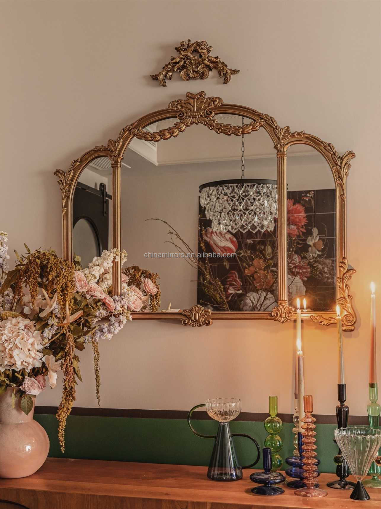 French Wall Wooden Carve Mirror Full Length Large Decorative