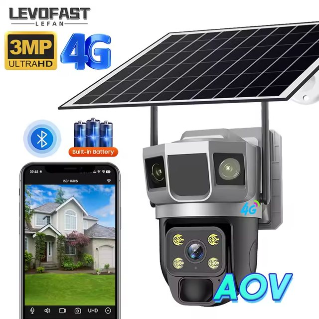 Outdoor Wireless V380pro AOV Blacklight 4G Solar Camera 4MP Single Len 4G Waterproof Security CCTV Camera
