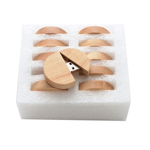 หน่วยความจำแฟลชดิสก์ U ไม้กลมแยกได้พร้อมฝาไม้เป็นมิตรกับสิ่งแวดล้อม - Product Image 4