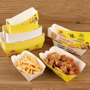 Custom Printed White Paper Boat Fried Snack Paper Food Tray <b>Small</b> Food <b>Box</b> Packaging Container <b>Lunch</b> <b>Box</b> for Fast Food Takeaway - Product Image 3