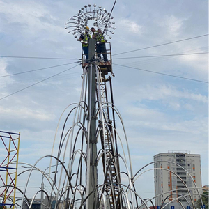 Escultura cinética alimentada por <span class=keywords><strong>el</strong></span> viento personalizada, flores gigantes <span class=keywords><strong>de</strong></span> acero inoxidable, led, giradores <span class=keywords><strong>de</strong></span> viento artificiales, en venta - Product Image 1